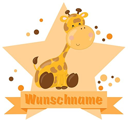 Samunshi® Giraffe Aufkleber mit Namen Autoaufkleber Namensaufkleber Kinder - 10x8,8cm mehrfarbig