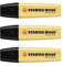 STABILO Boss Original Textmarker, Pastellfarben, abgeschrägte Spitze, 2-5 mm, Pastellgelb, 3 Stück