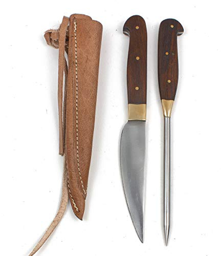 Vehi Mercatus Mittelalter-Besteck in Doppellederscheide (Holz, Typ 6)