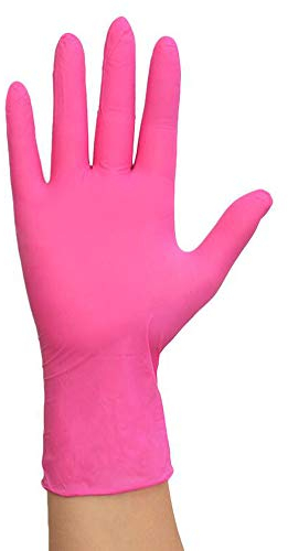 Jingyun 100 Zählungen Einweg-Latex Einweg-Lebensmittelhandschuhe Safe Hand Gloves-Pink C06