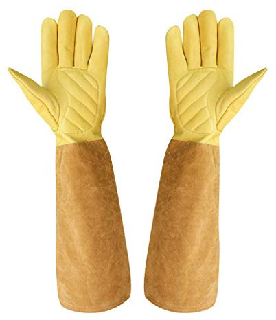 Backbayia Langarm Schutzhandschuhe Imkerhandschuhe Arbeitshandschuhe Handschuhe für Imkerei, Gartenarbeit (L)