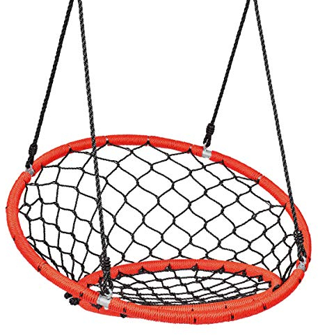 GIANTEX Altalena da Giardino a Rete, Sedia Sospesa ad Altalena con Schienale da Interno ed Esterno, Altalena Rotonda a Nido per Bambini o Adulti, Portata 150kg, Regolabile in Altezza, Ø100cm