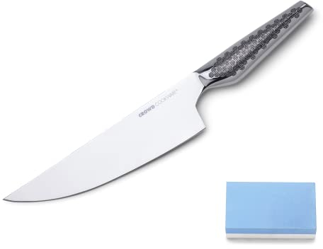 CROWD COOKWARE Cuchillo de chef Wigbold de acero inoxidable alemán, versátil, mango ergonómico, apto para lavavajillas, incluye piedra de afilar
