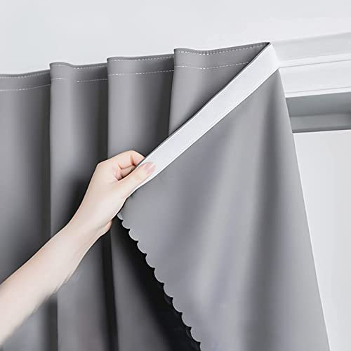 Gardinen Wohnzimmer Vorhang Blickdicht,Verdunkungsvorhänge,Thermovorhang,Hitzeschutz Geräuschreduzierung,mit Klettverschluss,für Wohnzimmer Schlafzimmer Küche,Kein Bohren (W90xH100cm(35x39))