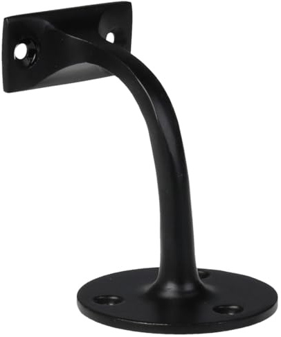 Black Wall Handrail Brackets Pack of 5 | Metal Wall Mount Stair Handrail Support Brackets | Modern Stair Rail Fixings (Includes Screws)