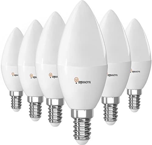 BHMAOYN 12V 24V LED E14 Kerze Glühbirne 7W=60W für Wohnmobil/Gartenhaus, Warmweiß 3000K 600LM, C37 Garagelampe, AC/DC LED-Lampe für Schiff, Yacht, Sonnensystem, Garage, Kabine, 6 Set