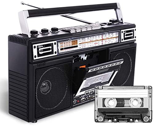 DPDZSW Radio Et Enregistreur Rétro, Boombox à Cassette Style Années 80, Lecteur Bluetooth, Lecteur CD, Lecteur De Cassette, Lecteur USB, Radio FM/AM, Lecteur De Cassette