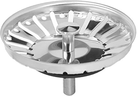Sink Drain Basket Kitchen Sink Strainer Basket Stainless Steel Sink Stopper Plug Replacement Anti Clogging Extra Deep Cup 1.3in Rod Drainstrainer