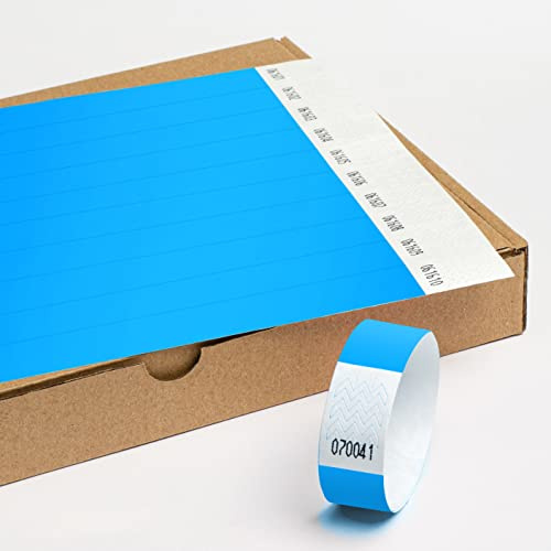 Einlassbänder aus Tyvek ohne Aufdruck 1000 Stück - 19x255 mm Neonblau | Events & Party Eintrittsbänder - starke Klebstoffbindung -Selbstklebend und Wasserdicht Festival Armbänder - Club Bänder