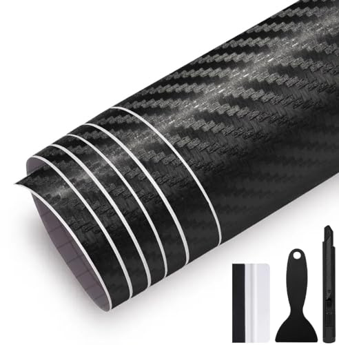 GRTHTATI Pellicola Adesiva 3D Carbonio 300cm x 30cm per Auto, Moto, Bici - Wrapping Protettiva per Interni/Esterni
