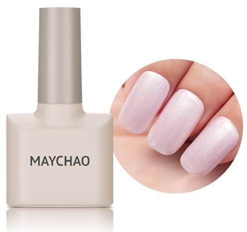 MAYCHAO 15ML Pearl Gel Nail Polish 1Pc Pearlescent Pale Pink Gel Polish Soak Off UV LED Pastel Nail Polish Nail Art Starter Manicure Salon DIY at Home, 0.5 OZ