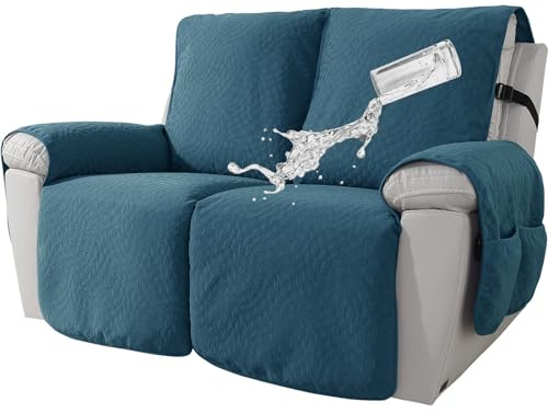 BXFUL Copridivano Con Braccioli, Copridivani Impermeabile Resistente Alle Macchie E Ai Graffi, Divano Copertura Copridivano Mobili Protector per Soggiorno (Reclinabile 2 posti,Verde scuro)