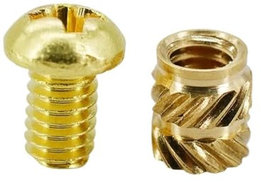 Aqxypas M2 M2.5 M3 M4 M5 M6 Messing-Wärmegewinde-Einsatzmutter und Schraubenbolzensatz Rändelschraube Hot Melt Laptop Notebook Einsteckmutter 3D-Drucker(Phi Round Head,M2x3x3.2 (20Set))