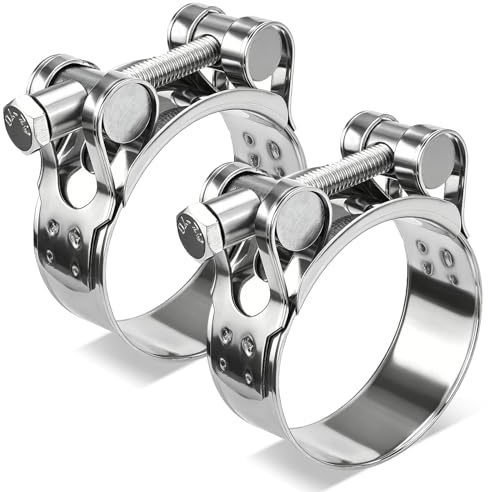 Fomiata 2Pcs 201 Stainless Steel T-Bolt Hose Clamps,Clamp Range 48-51mm ， Band Width 22mm (48-51mm 2pcs)