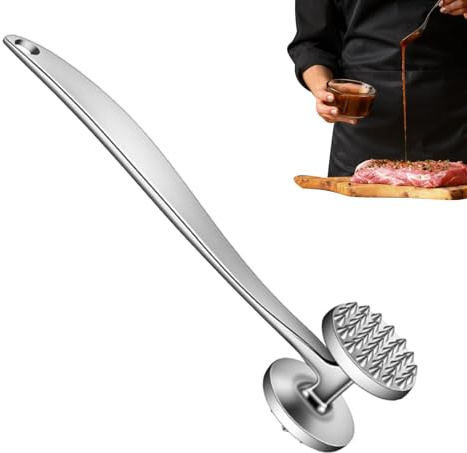Mlllokfki Martillo de carne, ablandador de carne | Martillo de pollo de acero inoxidable - Martillo ablandador de carne de acero inoxidable, martillo de cocina de doble cara, mango cómodo,