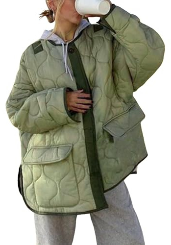 Damen Winterjacke Polyester, Wintermantel, lockere, leichte Jacke, Warmer Langarmmantel Daunenweste Damen Blau Damen Vintage