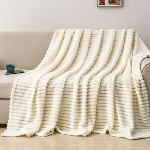 Kuscheldecke Flauschig, Kaninchen Plüsch Decke, Kuscheldecke Beige 180 x 200cm Flauschige Decke, Wohn- & kuscheldecken Super Soft Sofadecke Kuschelig Dick Flanell Decke, Wolldecken für Couch Bett Büro