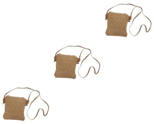 SAFIGLE 3 Stück Diagonale Strohtasche Sommer Clutch Strand Geldbörse Strand Strohtasche Schwarze Geldbörse Für Damen Stroh Einkaufstasche Schwarzer Rucksack Für Mädchen Gewebte