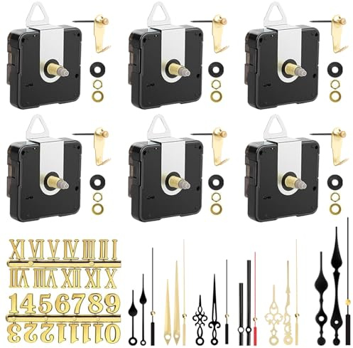6 Stücke Geräuschloses Uhrwerk Set,17/23mm Uhrwerke zum Selbsteinbau mit Zeiger Mit 6 Uhrzeiger Sets, Quarz Uhrenwerk Lautlos, Uhr Ersatzteile, für Clock Ersatzteile Ersatz, Teile Reparatur-Kit