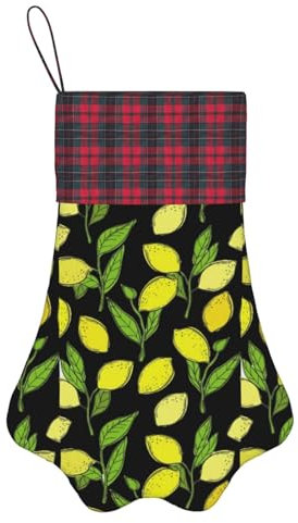 EZDLOWVBA Calza di Natale gialla con stampa di limoni freschi per animali domestici, calza di Natale con grande zampa per decorazioni natalizie, Nero , Taglia unica