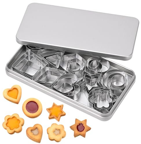 Bczhieulw mini Formine per Biscotti, 30 PCS Formine Biscotti,Dieci forme, tre misure ciascuna,Per torte di compleanno e biscotti fai da te,Quadrato, triangolo, rombo, stella, goccia, cerchio, ecc