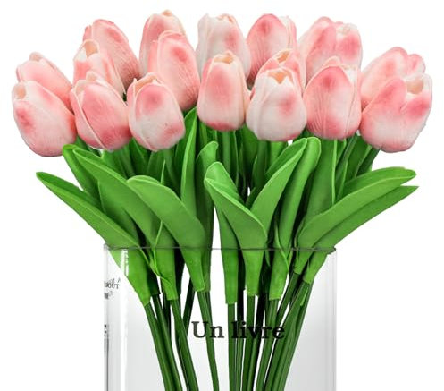 LWuuywa Tulipani artificiali come veri, in lattice Real Touch finto tulipani fiori di nozze bouquet di fiori artificiali tulipani per camera di nozze, casa, hotel, feste, decorazione per la casa (12,