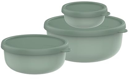 Mepal - Mikrowellengeschirr set 3-teilig Lumina - Frischhaltedosen mit Deckel für Kühlschrank, Gefrierschrank, Dampfgarer & Mikrowelle - Aufbewahrungsbox - 250 + 750 + 1500 ml - Nordic sage