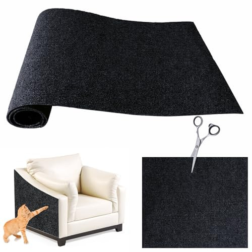 100cmX30cm Selbstklebend Kratzmatte für Katze - Kratzschutz Sofa, DIY Kratzbretter Kratzwand, Möbel Kratzteppich Couch-Schutz (Schwarz, 100 * 30cm)