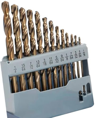 Aorwh Set di Punte da Trapano al Cobalto M35 In Acciaio Rapido Twist Jobber Lunghezza per Metallo Temprato, Acciaio Inossidabile, Ghisa (13 Pezzi)