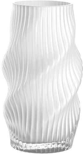 LEONARDO HOME Verdi Vase • 1 Stück • Kunstvolle Blumenvase für Tischdeko • Hingucker durch geschwungenes Design • Glasvase für Blumensträuße • Elegantes Tischaccessoire • Höhe 22,5 cm • weiß • 055275