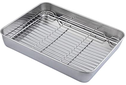CIYODO Multifunctional Baking Tray Set Deep Stainless Steel Kitchen Baking Plate Net Rack for Roasting and Draining Oil for Home Chefs and Professional Use