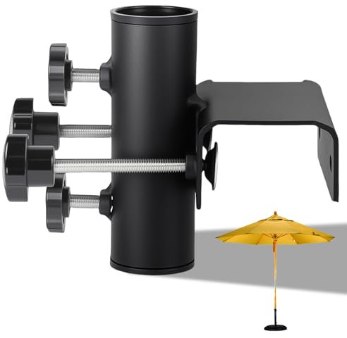 XINSUO Support de Parasol de Balcon, Pince de Fixation Parasol Balcon Carré à Serrage, pour Parasol, Balcon, terrasse, pour Zone de Serrage 63-20 mm, diamètre du Parasol 23-38 mm