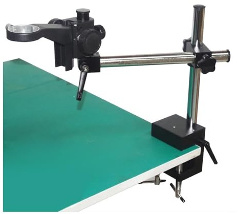 Lab Microscope Accessories 50mm / 76mm Long Column Level Arm Heavy Duty Boom Large Stereo ARTICULATING Clamp Table Stand for Microscope Camera Set(50mm has Level Arm)