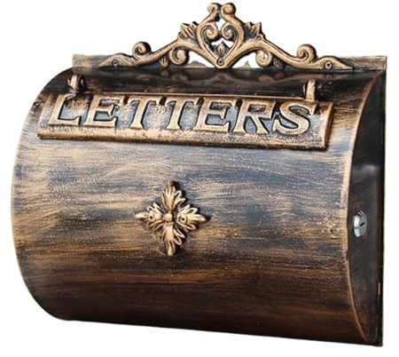 ERJGIKL Wall Mounted Mailbox Wall-Mounted Letter Box-Room Exterior Wall-Mounted Mailbox Wrought Iron Post Box