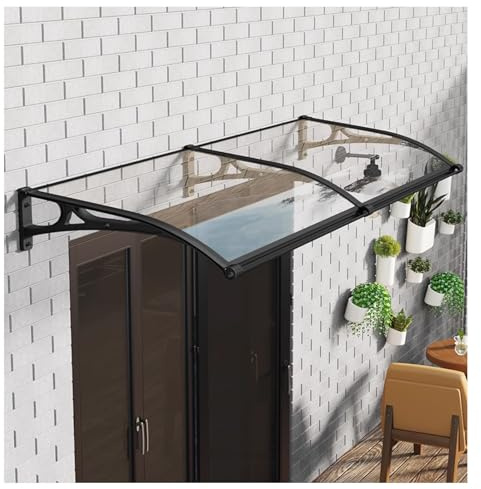 Outdoor Vordach Markise für Türen & Fenster Terrasse Terasse Terassenabdeckung Regenschutz Schattenspender Gartenmarkise Wasserdicht Markise mit Spüle, Größe:150x160cm (59x63in)