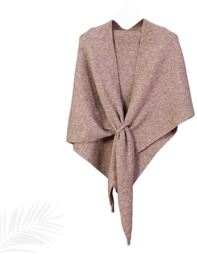 Generisch Schal, Damen Einfarbiger Wollmischschal, Eleganter Strickschal Aus Wollmischung Für Herbst Und Winter, Modische Dreieckstücher (Khaki-b)