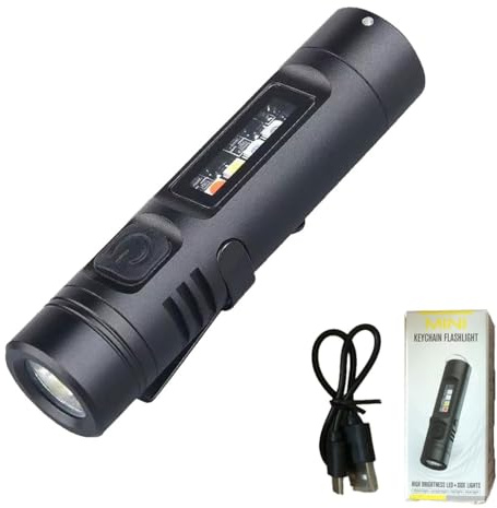 Multi-Functional Aluminum Alloy Mini Flashlight,USB-C Rechargeable Pocket Flashlight with 6 Modes,Compact Small LED Torches,High Lumens Super Bright Mini Torch for Camping,Hiking,Emergency (Black)