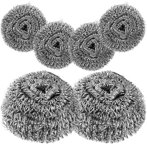 MUELODSIC 6 Piezas Estropajos Acero Inoxidable para Cocina Resistentes y Reutilizables para Limpieza de Ollas Platos y Utensilios Esponjas de Acero Duraderas para Uso Doméstico y Comercial
