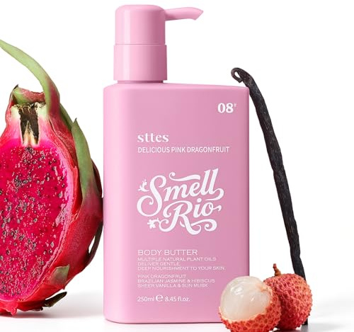 Sttes Smell Rio Body Butter 08# (Köstliche rosa Drachenfrucht) – 250 ml aufgeschlagene Körpercreme mit Duft von rosa Drachenfrucht