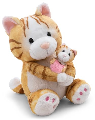 NICI Kuscheltier Katze 20cm mit Katzenkind 6cm - braun - Stofftier aus weichem Plüsch, niedliches Plüschtier zum Kuscheln und Spielen, für Kinder & Erwachsene, tolle Geschenkidee - 62843