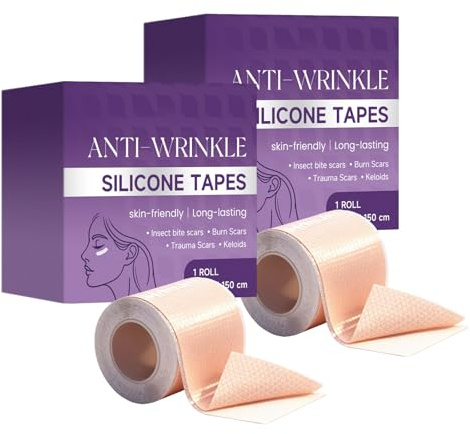 Narbenblätter, Silikonpflaster für Narben, Silicone Tape, Scar Removal Roll, Silicone Plaster for Scars, Reusable (4cm*1.5m, 2 Stück)