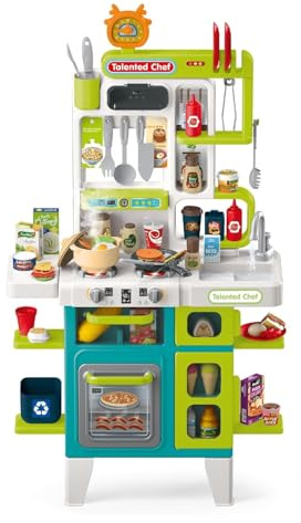 MOLTO - Cocina Infantil de Juguete con Luz, Sonido y Vapor Real, Cocinita con Fregadero de Agua y Múltiples Accesorios, Juego de Imitación Educativo para Niños y Niñas, +36 Meses
