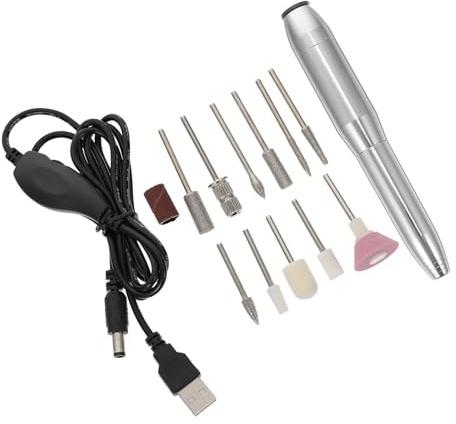 HAPINARY 1ensemble Ponceuse à Ongles Électrique Portable USB Stylo Polisseur Ergonomique Léger Kit Manucure et Pédicure Professionnel Faible Bruit Remplacement Facile des Embouts