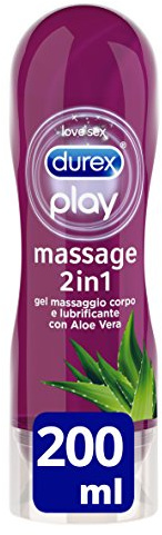 Durex Massage 2-i-1 Smörjmedel Gel Underkläder med Aloe Vera Vattenbas, 200 ml