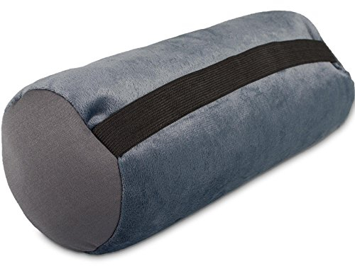 CelinaTex Rullo Nackenrolle mit Gummiband 30 x 12 cm grau Plüsch Auto Nackenkissen Micropearls Füllung Reisekissen