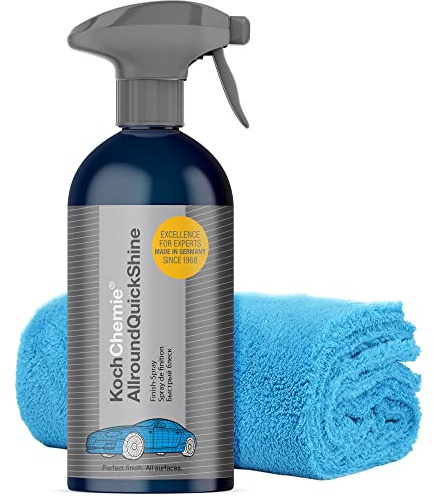 detailmate Show & Shine Detailer Set: Koch Chemie Allround Quick Shine Finish Spray Sprühflasche 500 ml Mikrofaser Poliertuch 40x40cm, 550 GSM