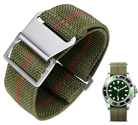 BINLUN Elastisch Nylon Uhrenarmband 18mm 20mm 22mm Parachute Marinetaucher Fabric Stoff-Armbänder Militär Ersatzband für Uhr Damen&Herren - Upgrade Hakenverschluss