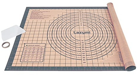 Lazymi Verdickt Backunterlage Silikon Groß 71 x 51cm, Antihaft Backmatte rutschfest Teigmatte Ausrollmatte Arbeitsmatte mit Messung Silikonmatte Backen für Fondant Pizza Brot Matte, BPA Frei (Grau)