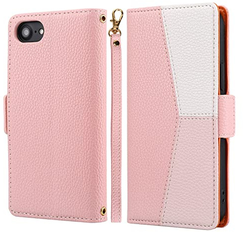 ZCDAYE Case for iPhone SE 2022 5G/iPhone SE 2020/iPhone 7/iPhone 8, Flip Wallet Phone Case for iPhone SE 2022(SE3)/iPhone SE 2020(SE2)/iPhone 7/8- Splicing Pink