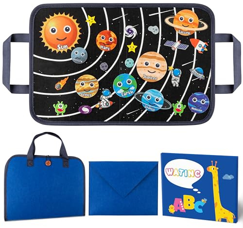 WATINC Busy Board Raumfahrt Filzbrett Tragbares Spielzeug 28 Stück Pädagogisches Montessori Sensorik Spielzeug für Kleinkinder Wiederverwendbar Einfach zu tragen Kindergeburtstagsgeschenk
